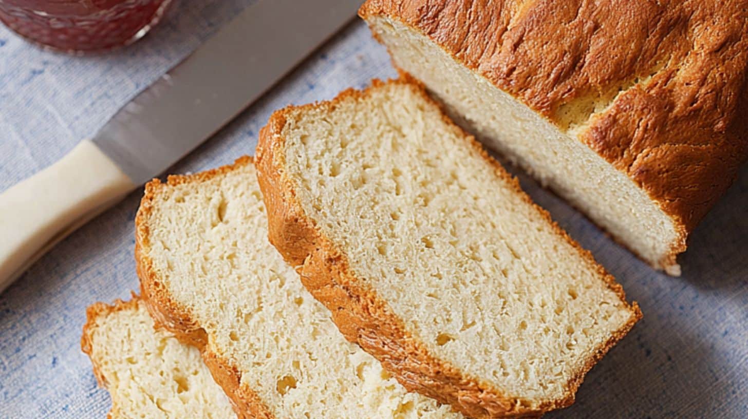 High protein bread sliced on a cutting board