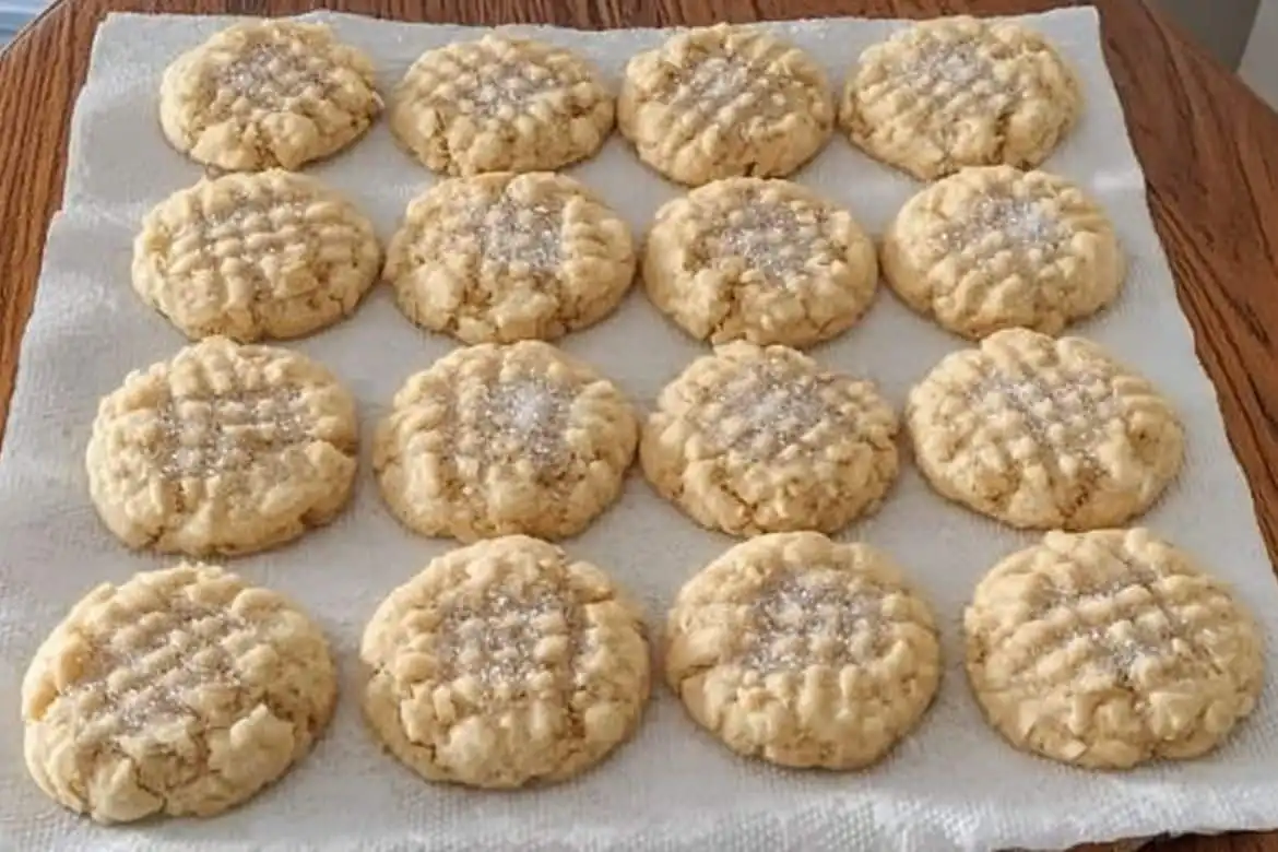 freshly baked potato chip cookies with sugar on top
