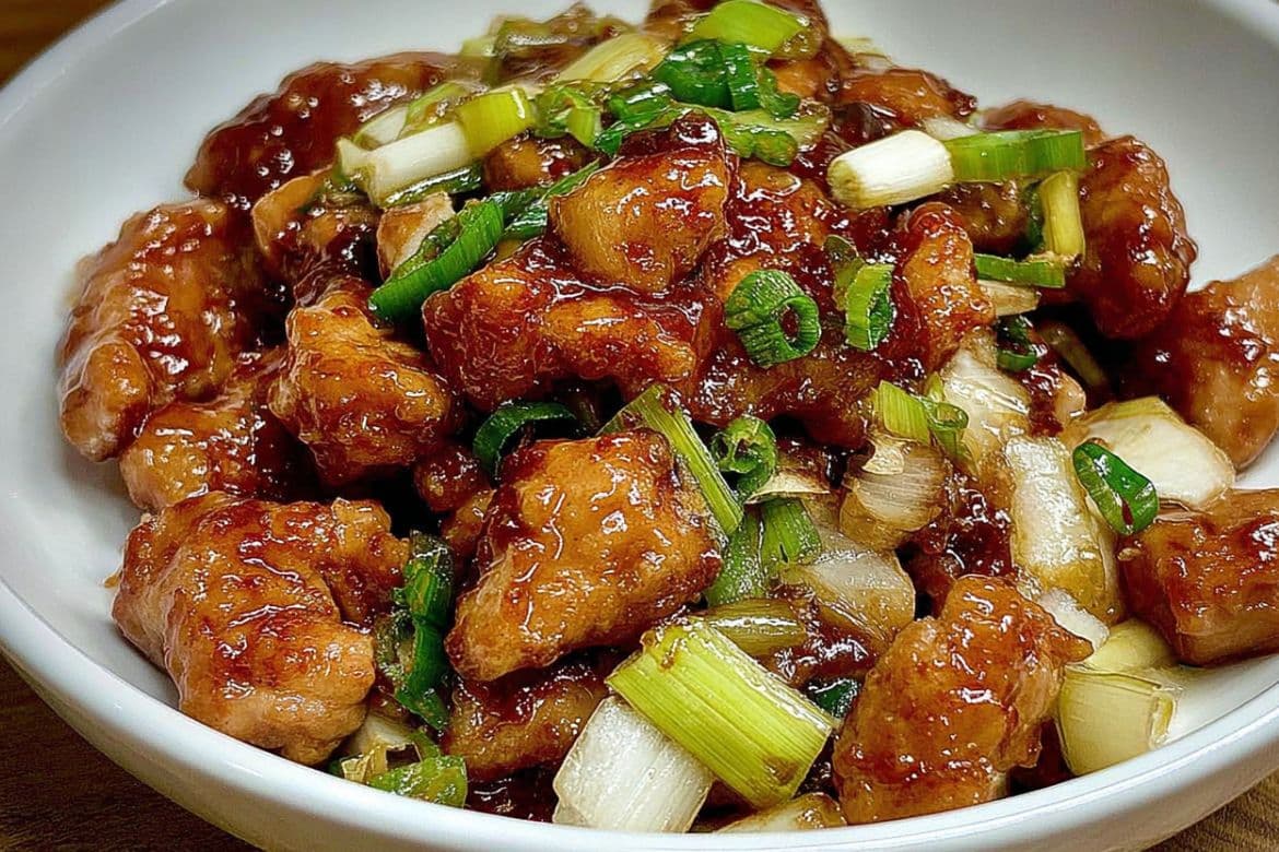 Scallion chicken recipe with juicy chicken and scallions in a glossy sauce