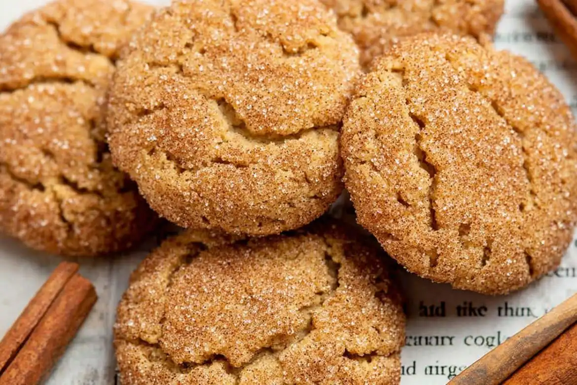 Apple butter cookies rolled in cinnamon sugar with crackly tops