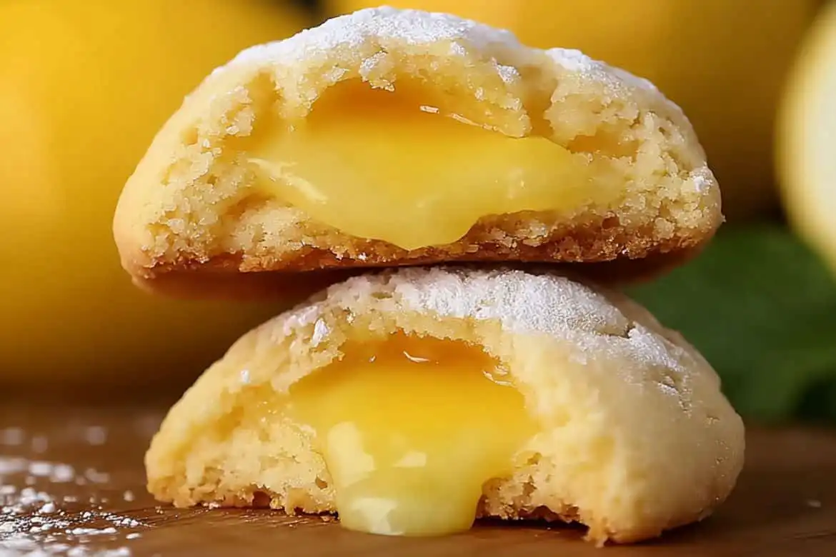Stuffed lemon cookies with creamy lemon curd center